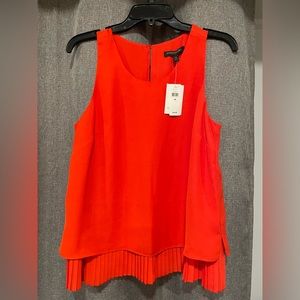 NWT Banana Republic sleeveless blouse Poppy Red pleated hem